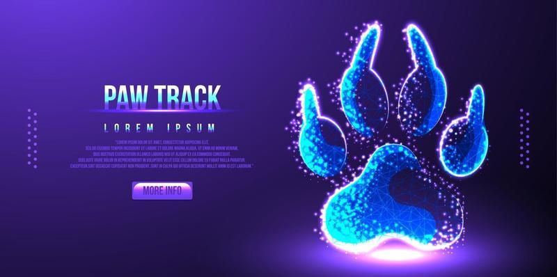 paw track low poly wireframe vector illustration