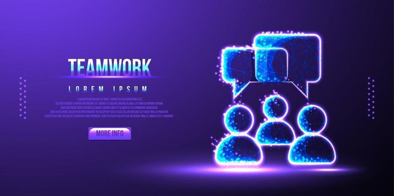 leadership ,teamwork speech low poly wireframe vector illustration