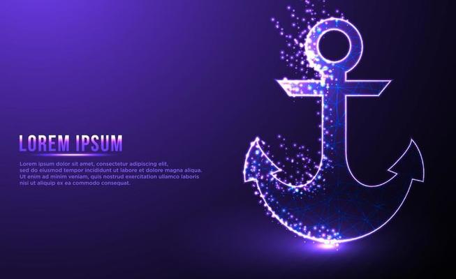 anchor naval low poly wireframe vector illustration