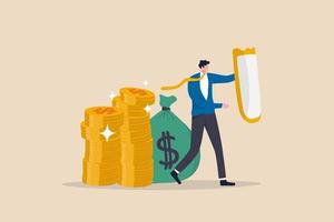 businessman with strong shield to protect the money vector