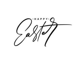 Happy Easter Vector Hand drawn lettering text for Greeting Card. Typographical phrase Handmade calligraphy quote on isolated white background