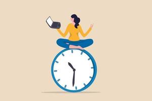 Flexible working hours, work life balance or focus and time management while working from home concept vector