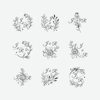 Free Vector  Minimal flower floral logo monogram set