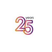 25 Years Anniversary Color full elegant Celebration Vector Template Design Illustration