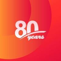 Ilustración de diseño de plantilla de vector de celebración elegante de línea completa de color de aniversario de 80 años