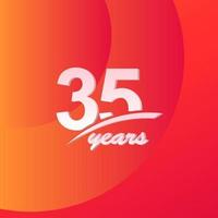 Ilustración de diseño de plantilla de vector de celebración elegante de línea completa de color de aniversario de 35 años