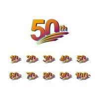 50 th Anniversary elegant Celebration set Vector Template Design Illustration