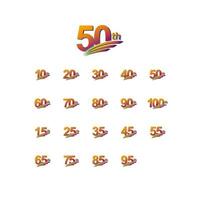 50 th Anniversary elegant Celebration set Vector Template Design Illustration