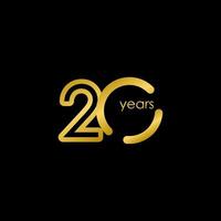 20 Years Anniversary elegant Gold Celebration Vector Template Design Illustration