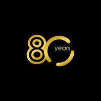 80 Years Anniversary elegant Gold Celebration Vector Template Design Illustration