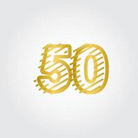 50 Years Anniversary Gold Line Design Logo Vector Template Illustration