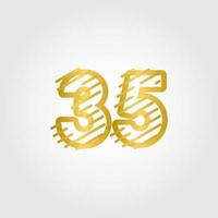 35 Years Anniversary Gold Line Design Logo Vector Template Illustration