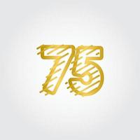 75 años aniversario línea dorada diseño logo vector plantilla ilustración