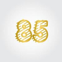 Ilustración de plantilla de vector de logotipo de diseño de línea de oro de 85 años de aniversario