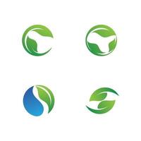 logotipos de la ecología de la hoja del árbol verde vector