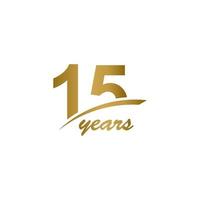15 Years Anniversary elegant Gold Line Celebration Vector Template Design Illustration
