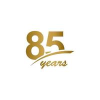 Ilustración de diseño de plantilla de vector de celebración de línea de oro elegante de aniversario de 85 años