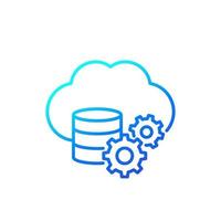 icono de línea de almacenamiento de datos con nube vector