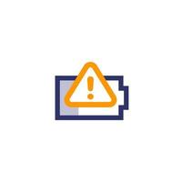 Battery warning vector icon on white