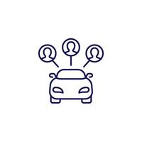 carsharing line icon with users and car vector