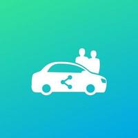 icono de carsharing con coche y usuarios. vector