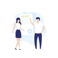 feedback and review, vector illustration with people