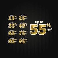 Discount up to 55 off Label Price Gold set Vector Template Design Illustration