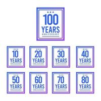 100 Years Anniversary Blue Square Design Logo Vector Template Illustration