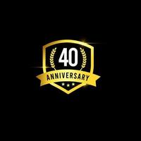 40 Years Anniversary Gold Emblem Old Design Logo Vector Template Illustration