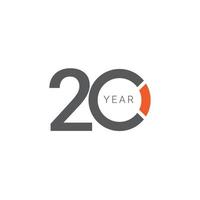 20 Years Anniversary Celebration Orange Vector Template Design Illustration