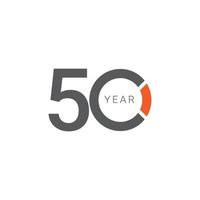 Ilustración de diseño de plantilla de vector naranja de celebración de aniversario de 50 años