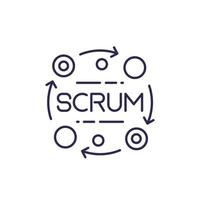 icono de línea de vector de proceso de scrum