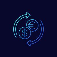 dollar to euro exchange linear icon vector