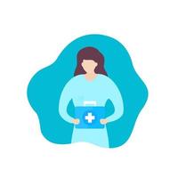 doctor with first aid kit, vector icon