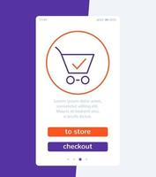pedido y compra en línea, comercio electrónico, interfaz de usuario de la aplicación móvil de compras vector