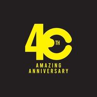 40 Th Amazing Anniversary Celebration Vector Template Design Illustration Logo Icon