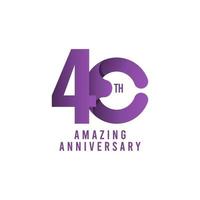 40 Th Amazing Anniversary Celebration Vector Template Design Illustration Logo Icon