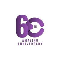 60 Th Amazing Anniversary Celebration Vector Template Design Illustration Logo Icon