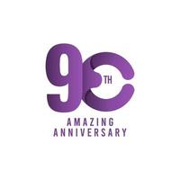 90 ° aniversario increíble celebración vector plantilla diseño ilustración logo icono