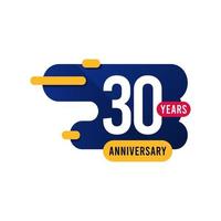 30 Years Anniversary blue yellow Vector Template Design Illustration