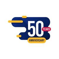 50 Years Anniversary blue yellow Vector Template Design Illustration