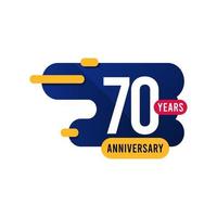 70 Years Anniversary blue yellow Vector Template Design Illustration