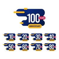 100 Years Anniversary blue yellow Vector Template Design Illustration