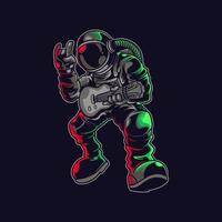 Astronaut exploring space playing music vector