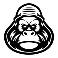 Gorilla logo design vector with modern illustration concept style for badge, emblem and t-shirt printing. Wild animals concept. Angry monkey gorilla illustration for sport and e-sport team