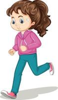 Girl doing running exercise cartoon character isolated vector