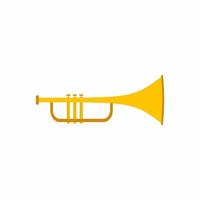 vector iconos de trompeta amarilla. cartel del festival de instrumentos musicales. melodía canción arte musical y tema de composición. Diseño plano colorido objeto equipo de música ilustración aislado sobre fondo blanco.