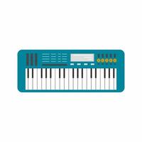 vector iconos planos de instrumentos musicales de teclado. lindo equipo de pianista en estilo de dibujos animados de color aislado sobre fondo blanco.