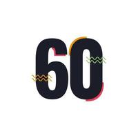 Icono de logotipo de ilustración de diseño de plantilla de vector de celebración de aniversario de 60 años