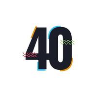 Icono de logotipo de ilustración de diseño de plantilla de vector de celebración de aniversario de 40 años